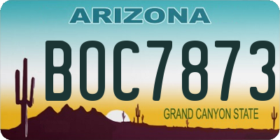 AZ license plate BOC7873