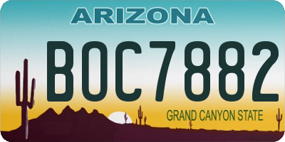 AZ license plate BOC7882