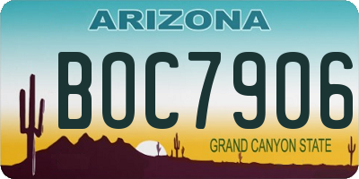 AZ license plate BOC7906