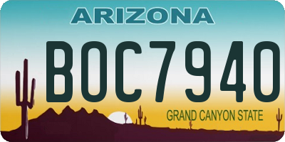 AZ license plate BOC7940