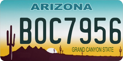AZ license plate BOC7956