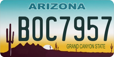 AZ license plate BOC7957