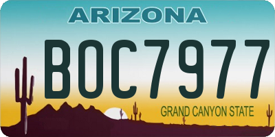 AZ license plate BOC7977