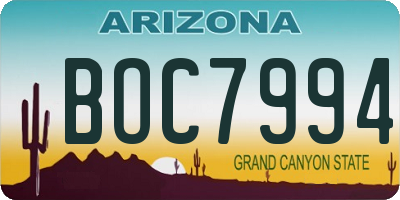 AZ license plate BOC7994