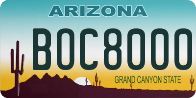 AZ license plate BOC8000