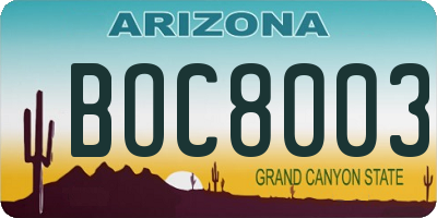 AZ license plate BOC8003