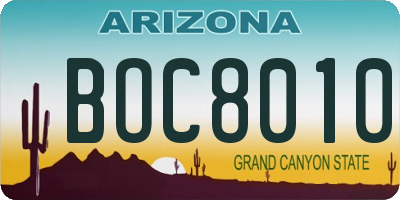 AZ license plate BOC8010