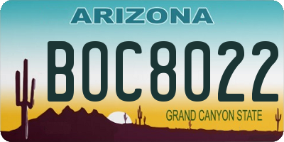 AZ license plate BOC8022