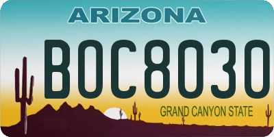 AZ license plate BOC8030