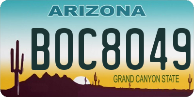 AZ license plate BOC8049