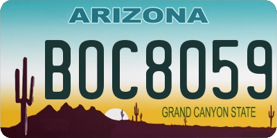 AZ license plate BOC8059