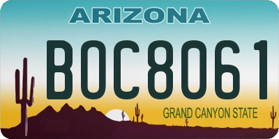 AZ license plate BOC8061
