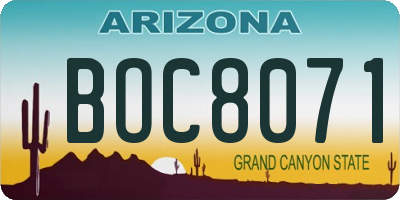 AZ license plate BOC8071
