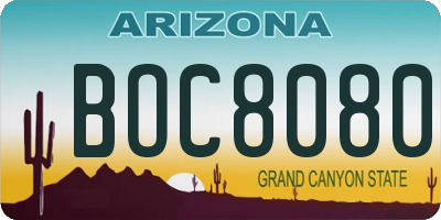 AZ license plate BOC8080