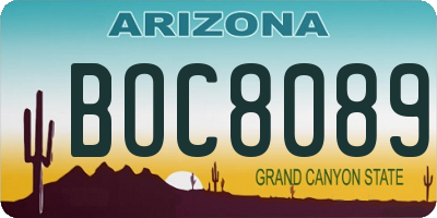 AZ license plate BOC8089