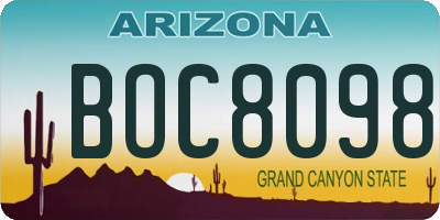 AZ license plate BOC8098