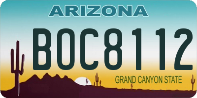 AZ license plate BOC8112