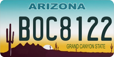 AZ license plate BOC8122