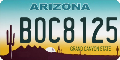 AZ license plate BOC8125
