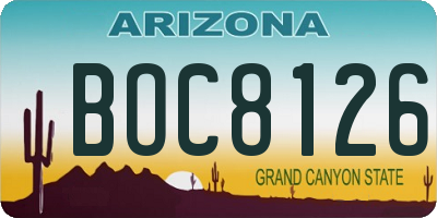 AZ license plate BOC8126