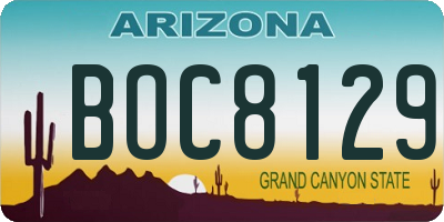 AZ license plate BOC8129