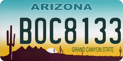 AZ license plate BOC8133