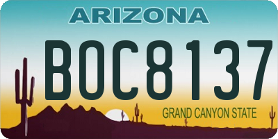 AZ license plate BOC8137