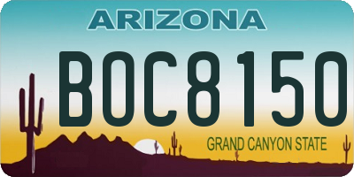 AZ license plate BOC8150