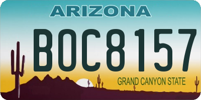 AZ license plate BOC8157