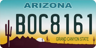 AZ license plate BOC8161