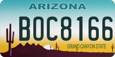 AZ license plate BOC8166