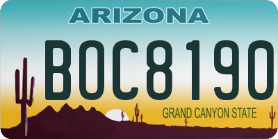 AZ license plate BOC8190