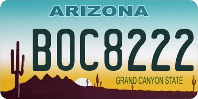 AZ license plate BOC8222