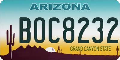 AZ license plate BOC8232