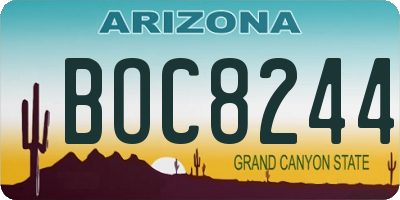 AZ license plate BOC8244