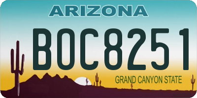 AZ license plate BOC8251