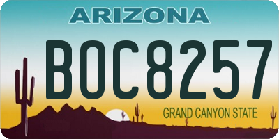 AZ license plate BOC8257