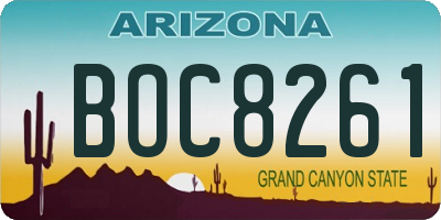 AZ license plate BOC8261