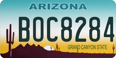 AZ license plate BOC8284