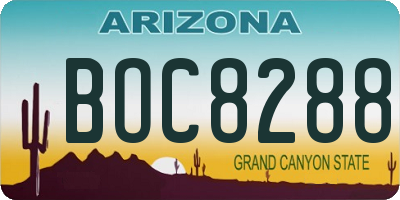AZ license plate BOC8288