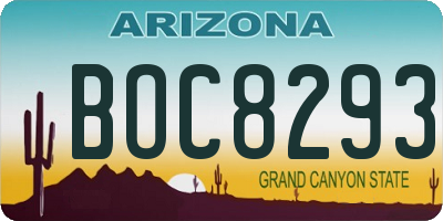 AZ license plate BOC8293