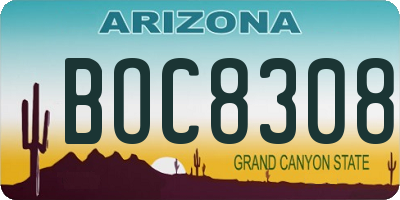 AZ license plate BOC8308