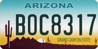 AZ license plate BOC8317
