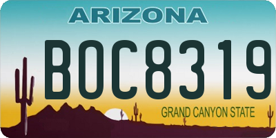 AZ license plate BOC8319