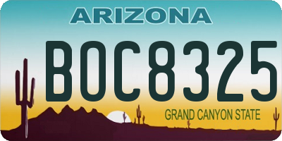 AZ license plate BOC8325