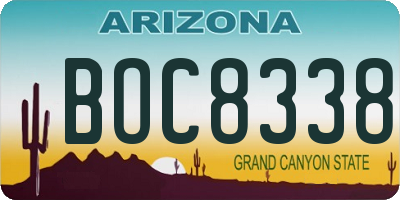 AZ license plate BOC8338