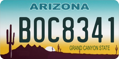 AZ license plate BOC8341