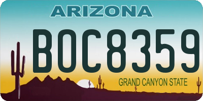 AZ license plate BOC8359