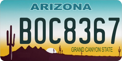 AZ license plate BOC8367