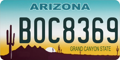 AZ license plate BOC8369